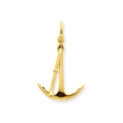 14K Gelbgold 3-D beweglicher Anker-Anhänger