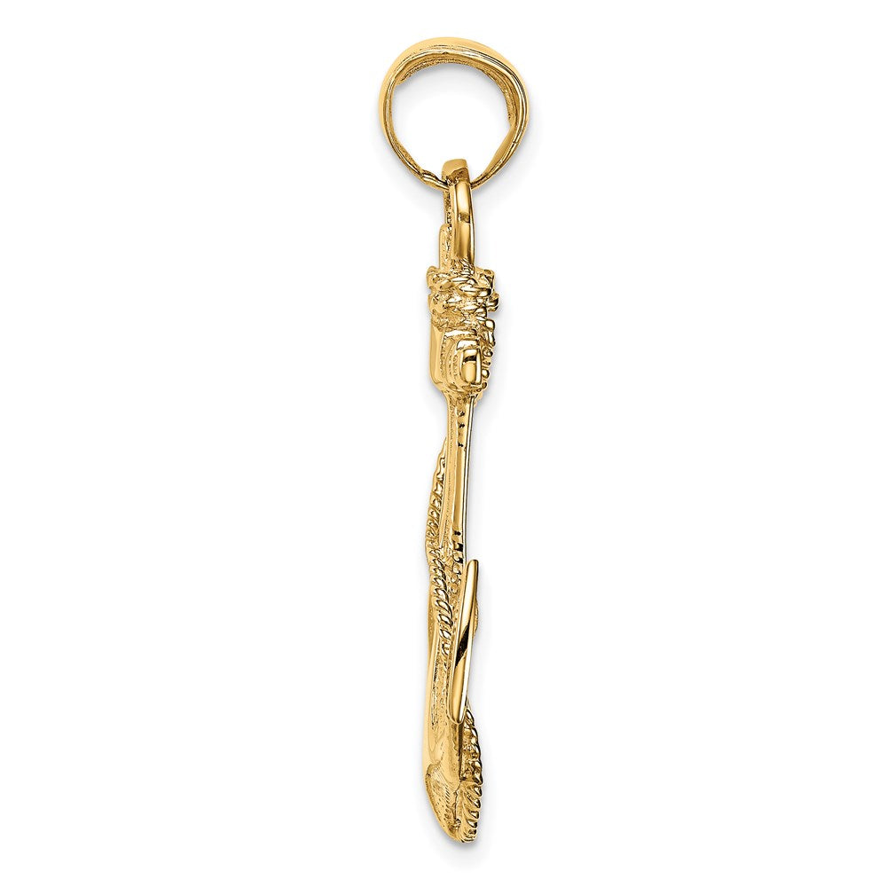 14 Karat Gelbgold Anker-Anhänger 2D mit Seil