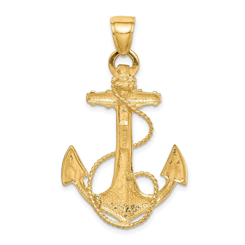 14 Karat Gelbgold Anker-Anhänger 2D mit Seil