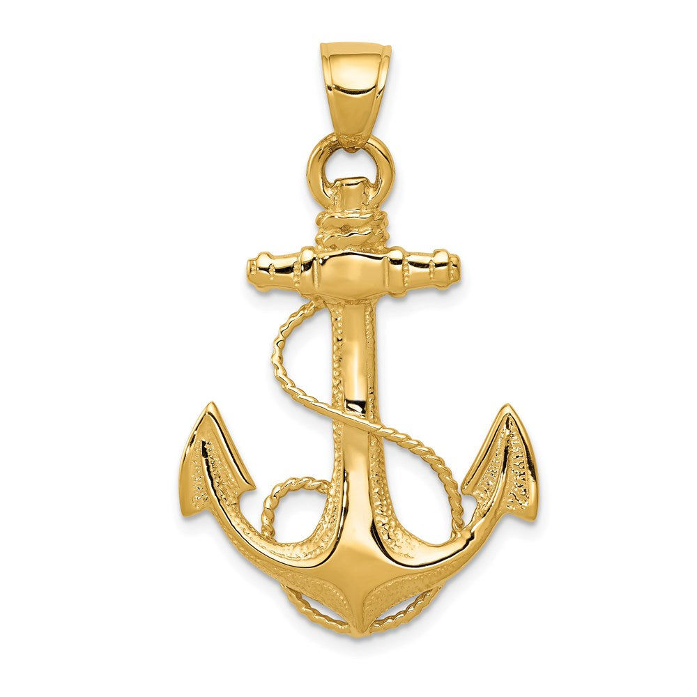 14 Karat Gelbgold Anker-Anhänger 2D mit Seil