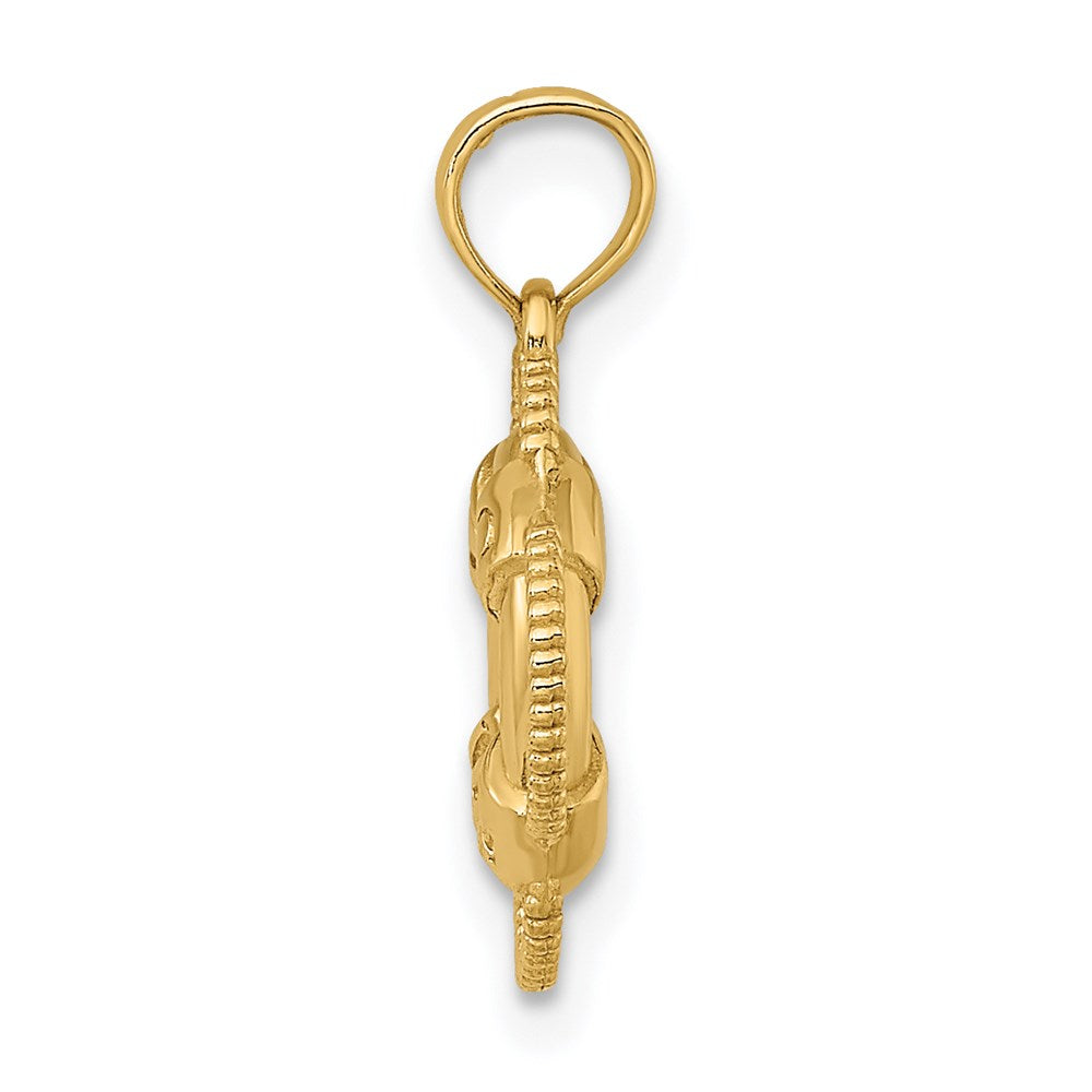 14K Gelbgold 3D-Rettungsring-Charm