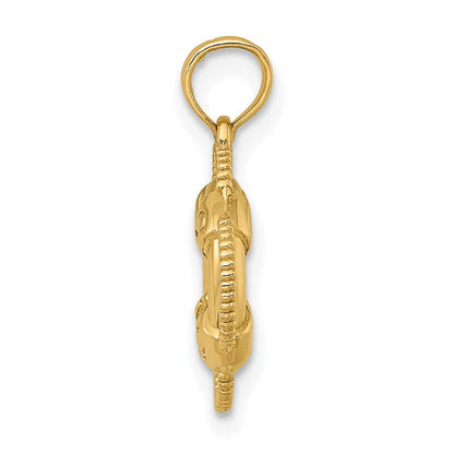 14K Gelbgold 3D-Rettungsring-Charm