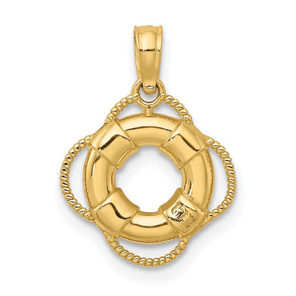 14K Gelbgold 3D-Rettungsring-Charm
