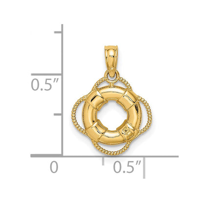 14K Gelbgold 3D-Rettungsring-Charm