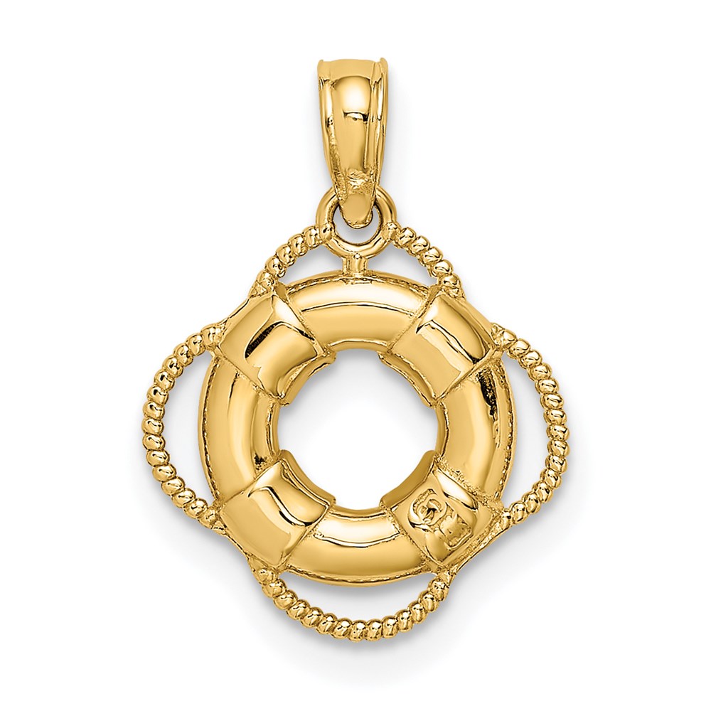 14K Gelbgold 3D-Rettungsring-Charm
