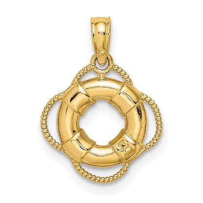 14K Gelbgold 3D-Rettungsring-Charm