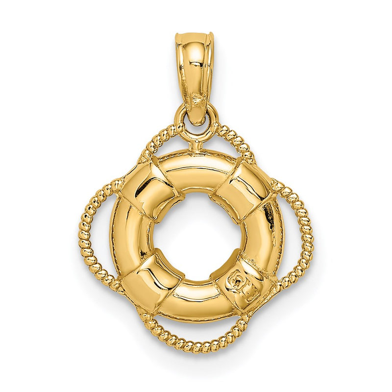 14K Gelbgold 3D-Rettungsring-Charm