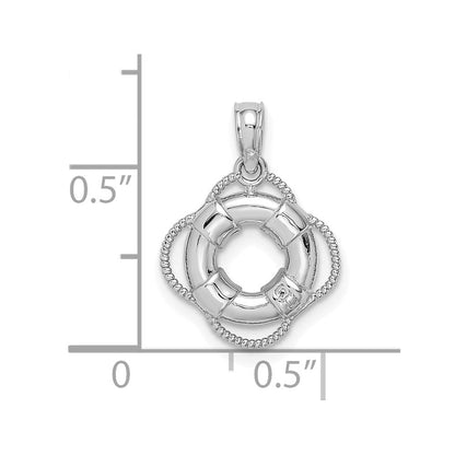 14K Weißgold Weiß 3D Rettungsring-Anhänger