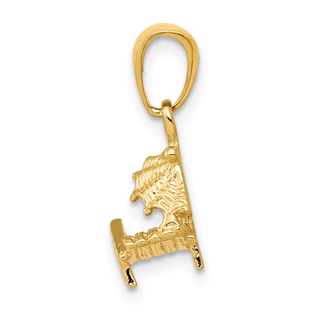 14K Gelbgold 3-D Liegestuhl-Anhänger (Strand)