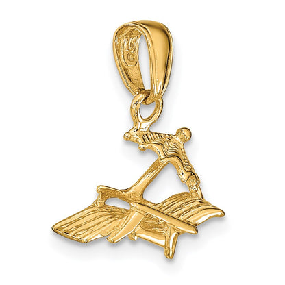 14K Gelbgold 3-D Liegestuhl-Anhänger (Strand)
