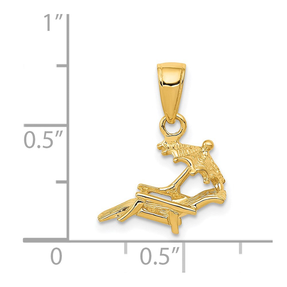 14K Gelbgold 3-D Liegestuhl-Anhänger (Strand)