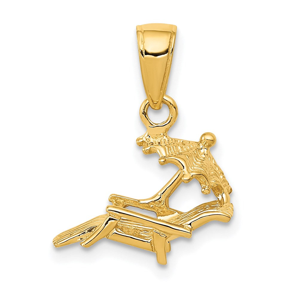 14K Gelbgold 3-D Liegestuhl-Anhänger (Strand)