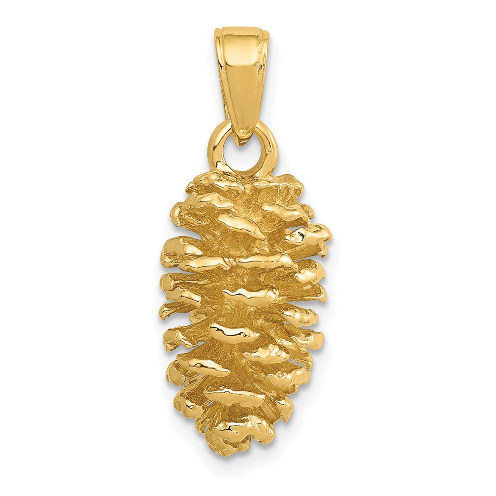 14K Gelbgold 3D-Tannenzapfen-Anhänger