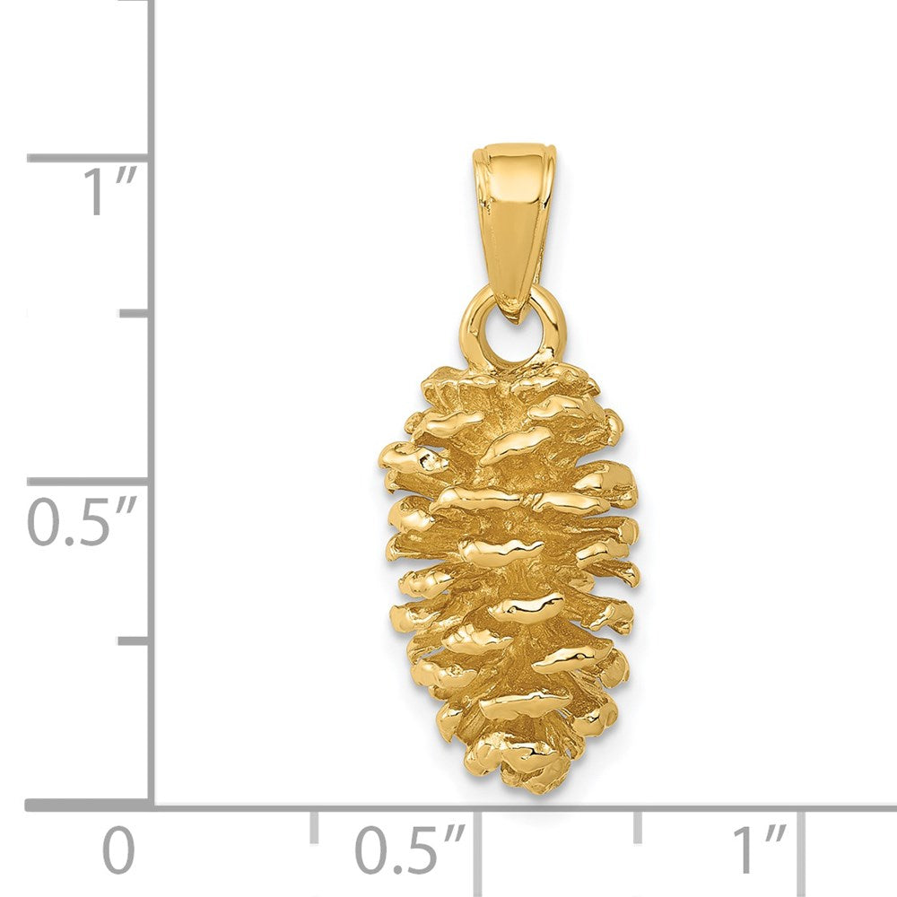 14K Gelbgold 3D-Tannenzapfen-Anhänger