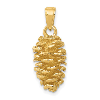 14K Gelbgold 3D-Tannenzapfen-Anhänger