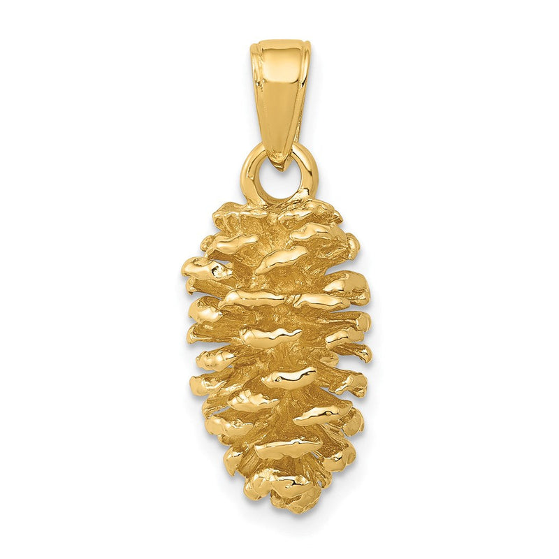 14K Gelbgold 3D-Tannenzapfen-Anhänger