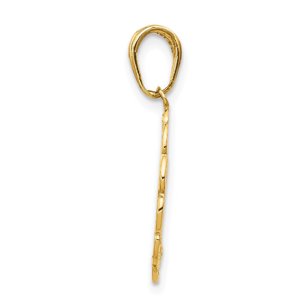 14K Gelbgold Hummingbird mit Blume in Rahmen Anhänger