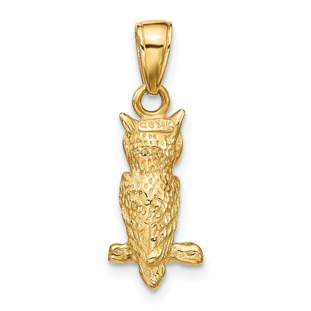 14 Karat Gelbgold 3-D-Eule-Anhänger