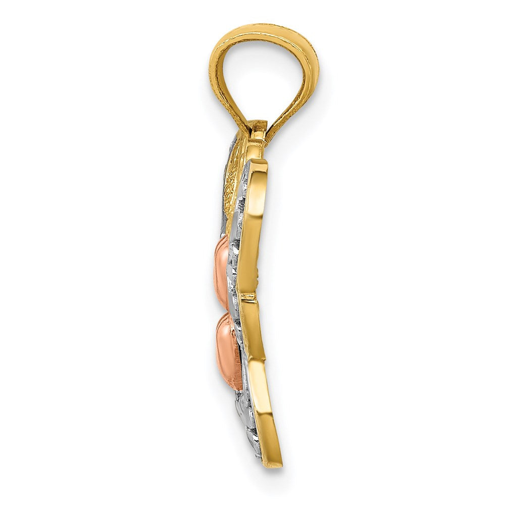 14K Bicolor-Gold mit Weißrhodium-Schmetterlingsanhänger