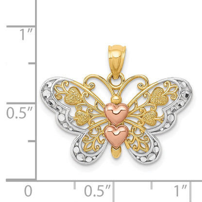 14K Bicolor-Gold mit Weißrhodium-Schmetterlingsanhänger