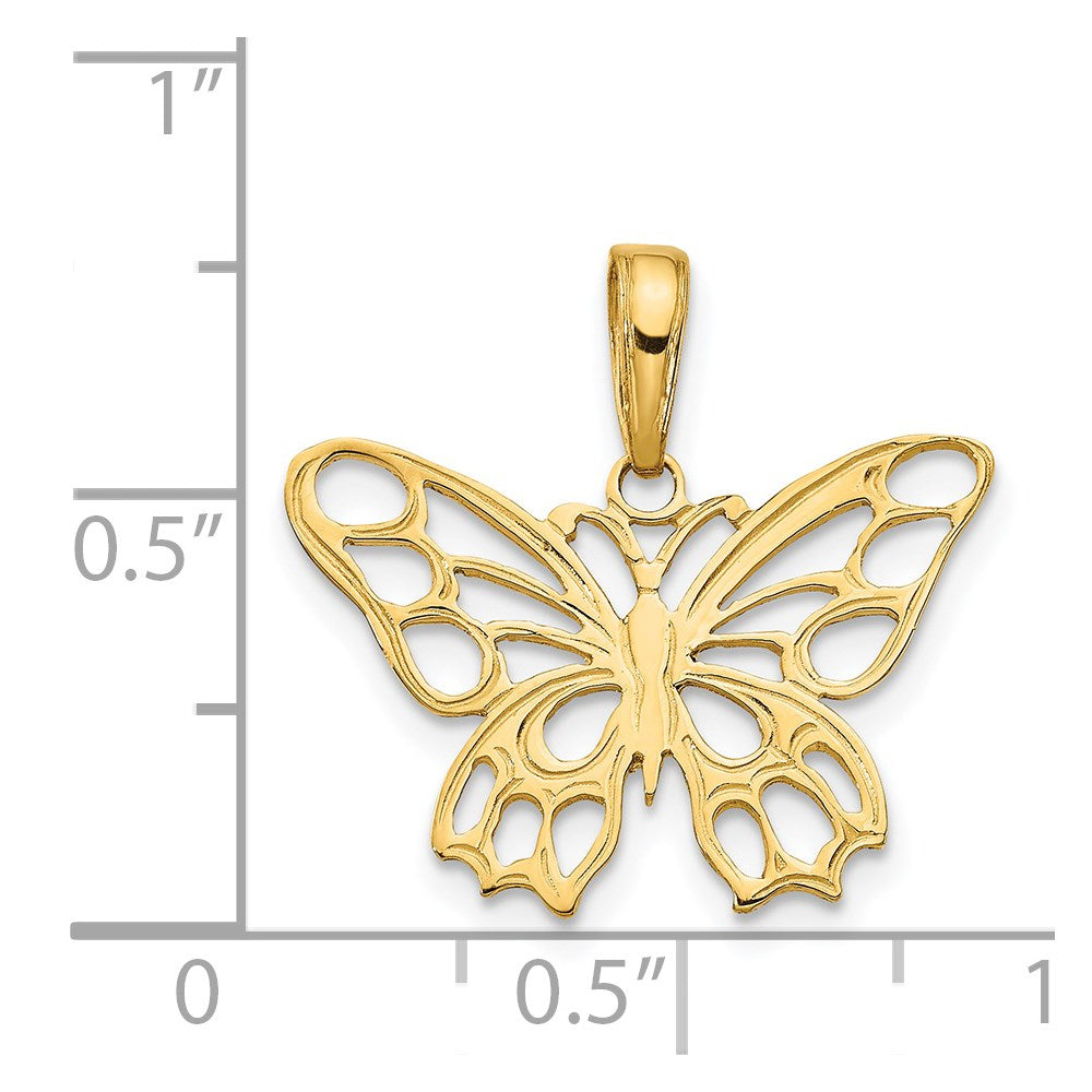 14K Gelbgold Schmetterling Ausgeschnitten Anhänger