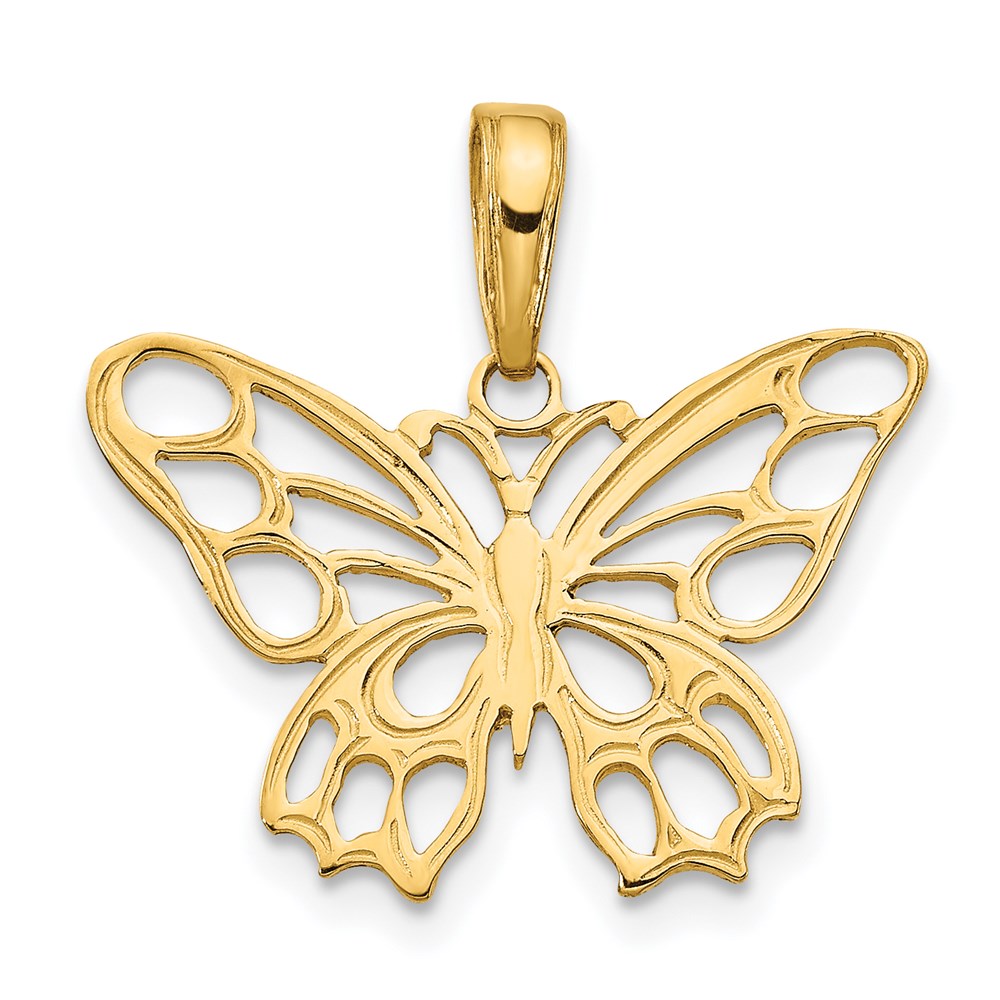 14K Gelbgold Schmetterling Ausgeschnitten Anhänger
