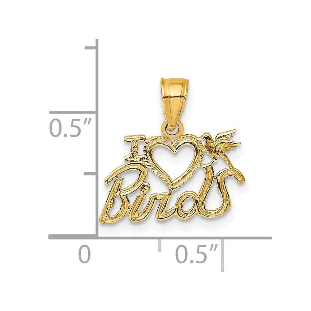14K Gelbgold I Herz Birds Charm