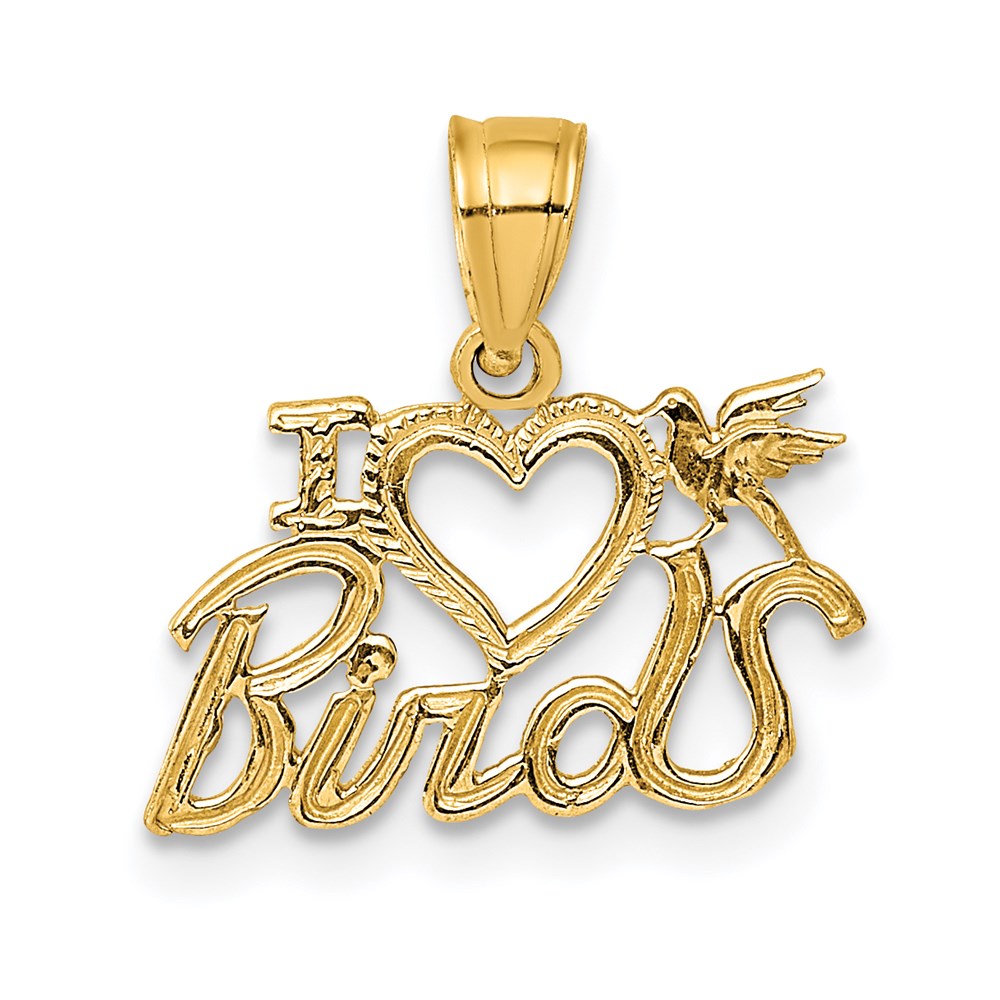14K Gelbgold I Herz Birds Charm