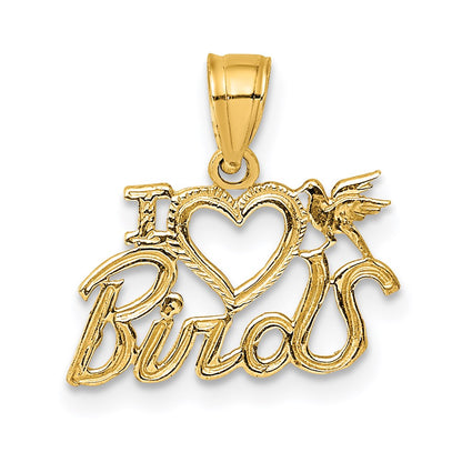 14K Gelbgold I Herz Birds Charm
