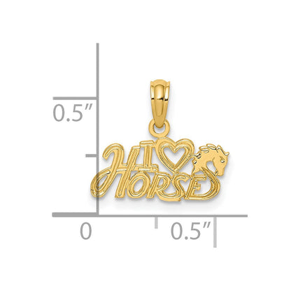 14K Gelbgold I Herz Horses Charm