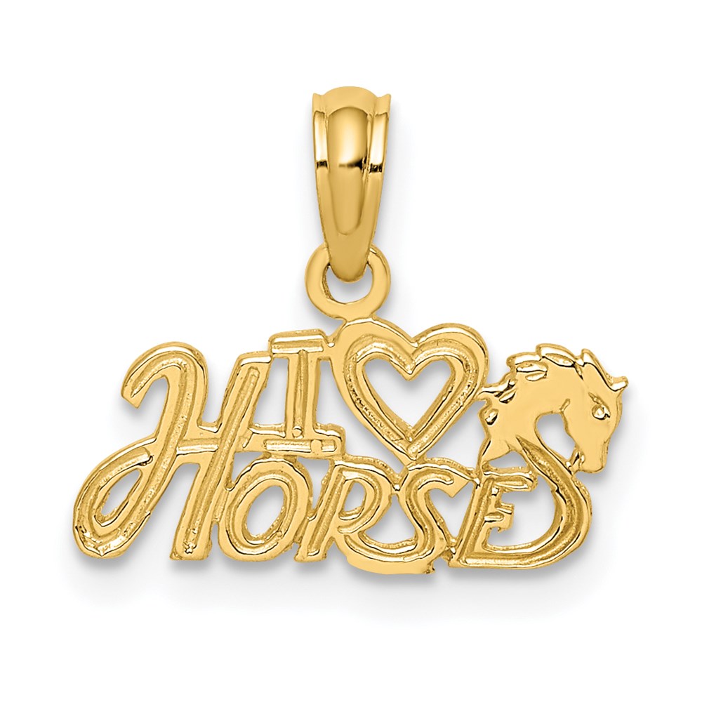 14K Gelbgold I Herz Horses Charm