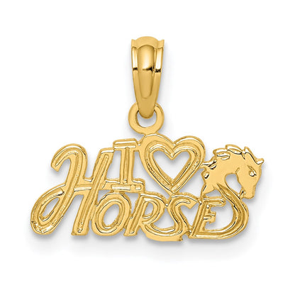 14K Gelbgold I Herz Horses Charm
