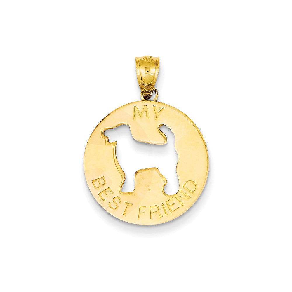 14K Gelbgold-Anhänger „Mein bester Freund" mit Hundeausschnitt in der Mitte
