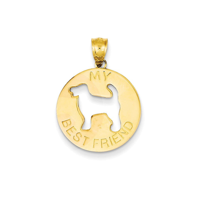14K Gelbgold-Anhänger „Mein bester Freund" mit Hundeausschnitt in der Mitte
