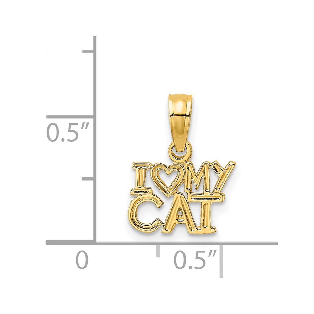 14K Gelbgold I Herz My Katze Charm