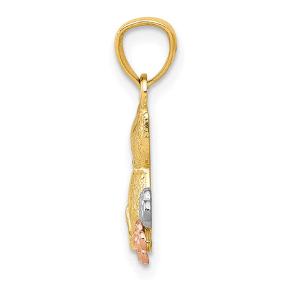 14K Bicolor mit Weiß Rhodium Cats Anhänger