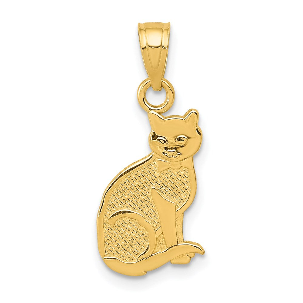 14K Gelbgold I Herz My Katze auf Reverse Anhänger