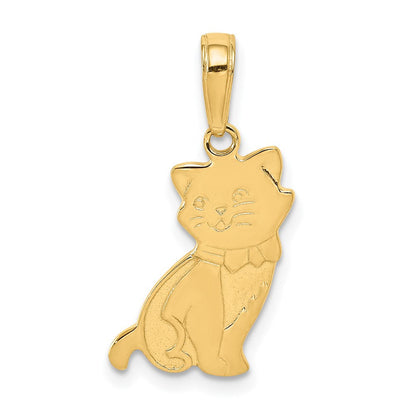 14K Gelbgold Sitting Katze Anhänger
