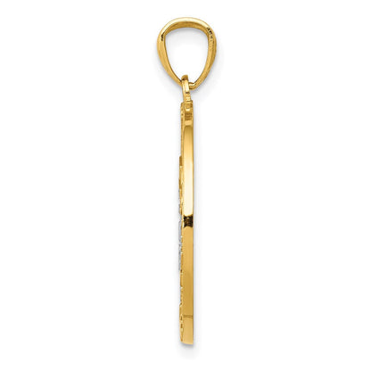 14K Gelb- und Rhodiumgold Schneeflocken-Anhänger „Freude/Frieden/Liebe/Glaube“