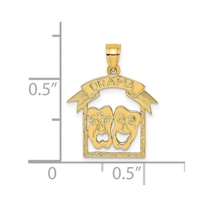 14K Gelbgold Comedy/tragedy Drama Story in Rahmen Charm