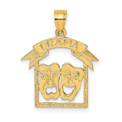 14K Gelbgold Comedy/tragedy Drama Story in Rahmen Charm