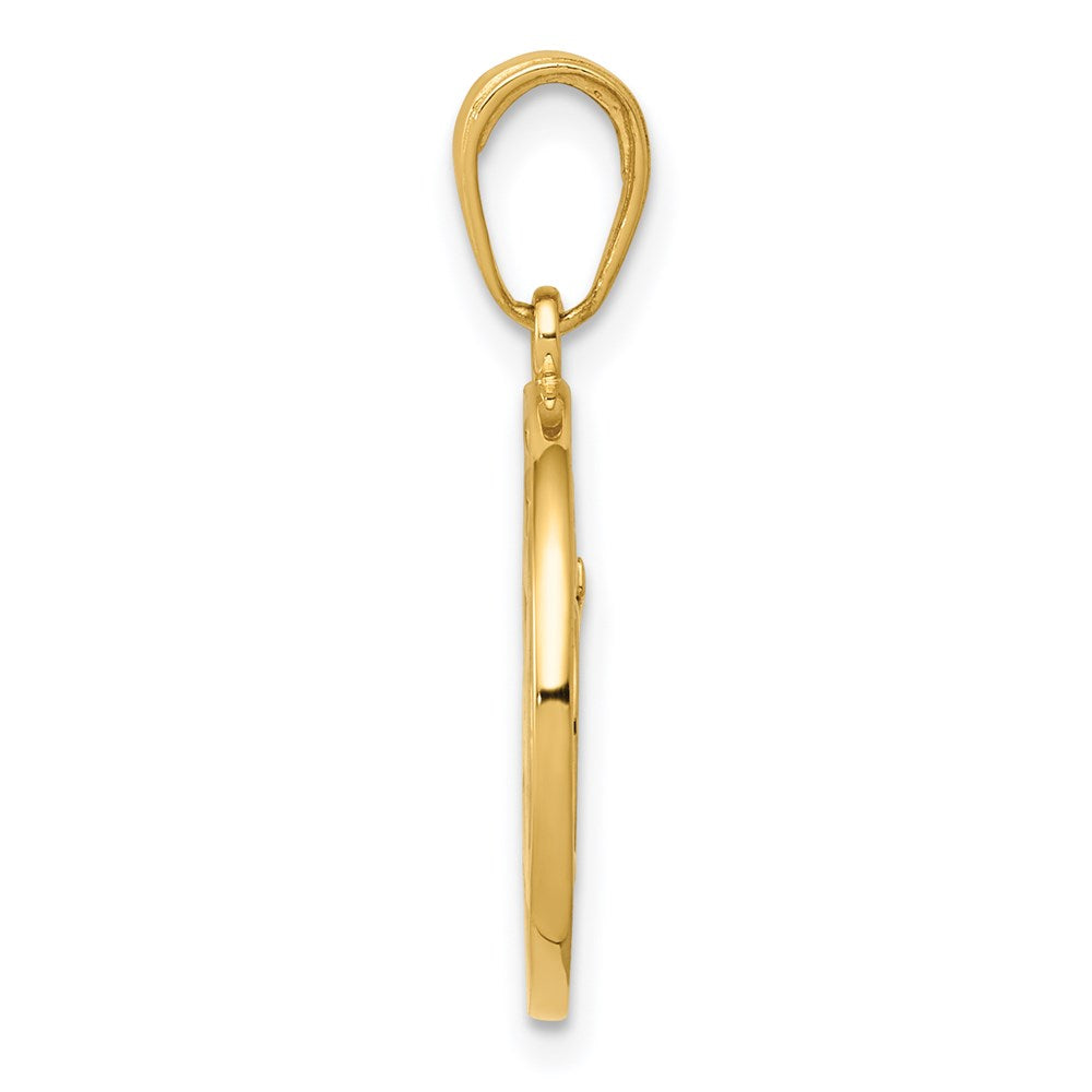 14K Gelbgold Anhänger mit ausgeschnittenem rundem Rahmen und Yoga-Om-Symbol