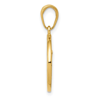 14K Gelbgold Anhänger mit ausgeschnittenem rundem Rahmen und Yoga-Om-Symbol