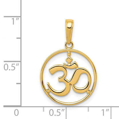 14K Gelbgold Anhänger mit ausgeschnittenem rundem Rahmen und Yoga-Om-Symbol