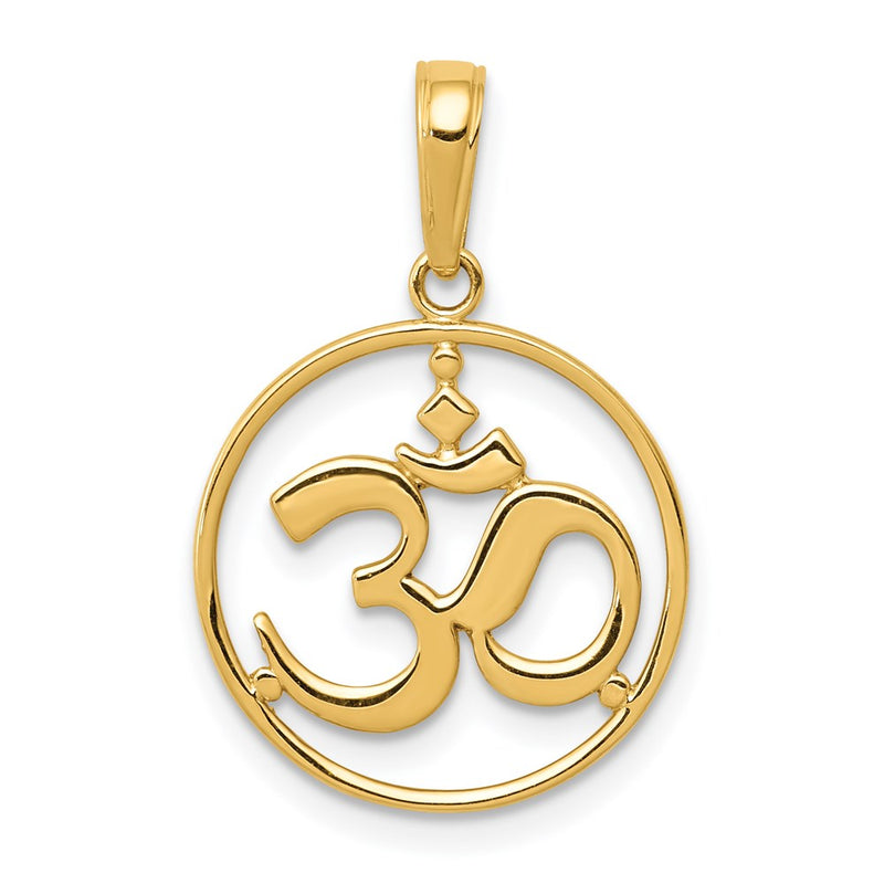 14K Gelbgold Anhänger mit ausgeschnittenem rundem Rahmen und Yoga-Om-Symbol