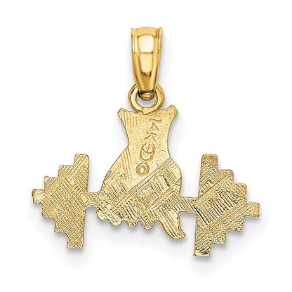 14K Gelbgold Hand Holding Barbell Charm