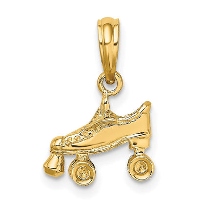 3-D Rollschuh-Charm aus 14K Gelbgold