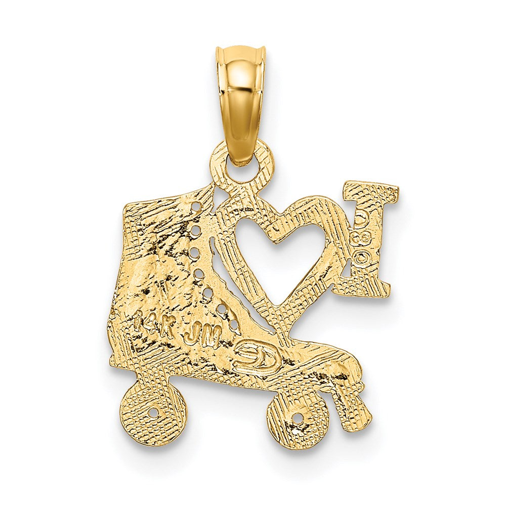 14K Gelbgold I Herz mit Roller Skate Charm