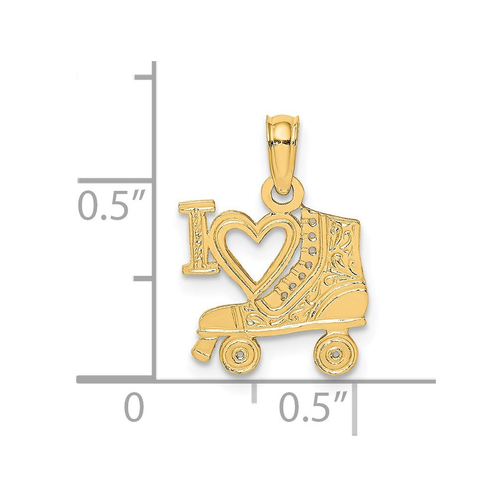 14K Gelbgold I Herz mit Roller Skate Charm