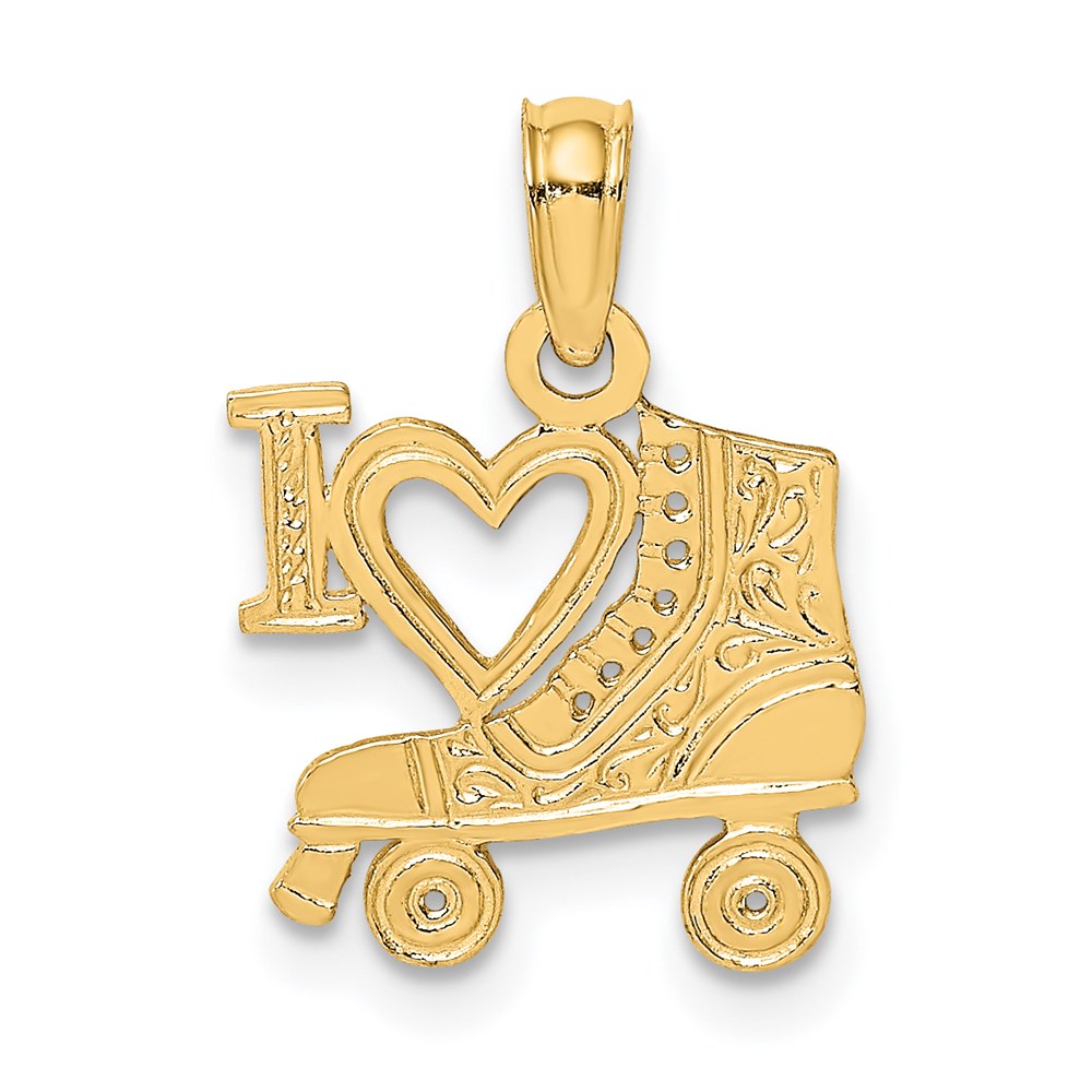 14K Gelbgold I Herz mit Roller Skate Charm
